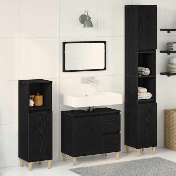 ARDEBO.de - 3-teiliges Badezimmer Schrank Set Schwarze Eiche Holzwerkstoff