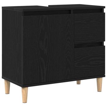 3-teiliges Badezimmer Schrank Set Schwarze Eiche Holzwerkstoff