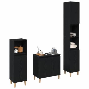 3-teiliges Badezimmermöbel-Set Schwarze Eiche Holzwerkstoff