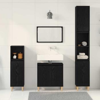3-teiliges Badezimmermöbel-Set Schwarze Eiche Holzwerkstoff
