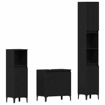 3-teiliges Badezimmermöbel Set Schwarze Eiche Holzwerkstoff