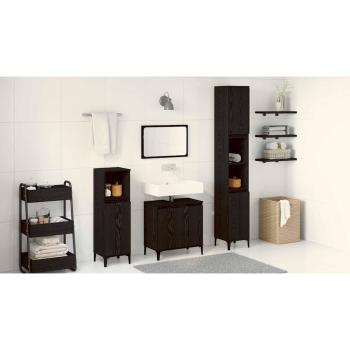 3-teiliges Badezimmermöbel Set Schwarze Eiche Holzwerkstoff