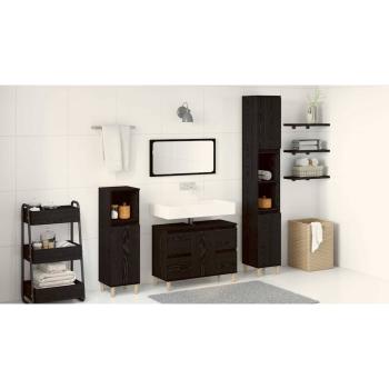 3-teiliges Badezimmermöbel Set Schwarze Eiche Holzwerkstoff