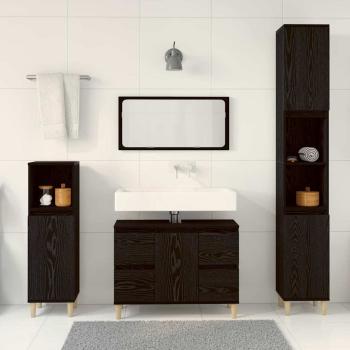 3-teiliges Badezimmermöbel Set Schwarze Eiche Holzwerkstoff