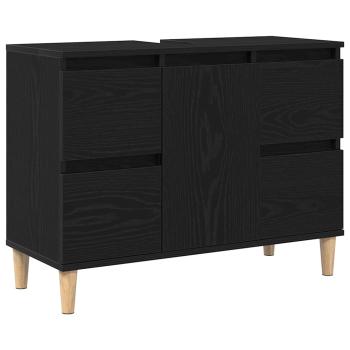 3-teiliges Badezimmermöbel Set Schwarze Eiche Holzwerkstoff