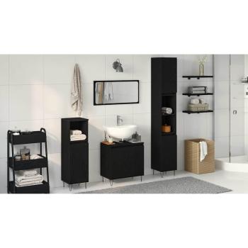 Badezimmermöbel-Set 3 stk. Schwarz Eichen-Optik