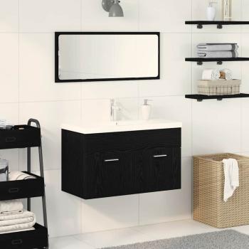 ARDEBO.de - Waschbecken-Schränkchen mit integriertem Becken Schwarze Eiche Holzwerkstoff