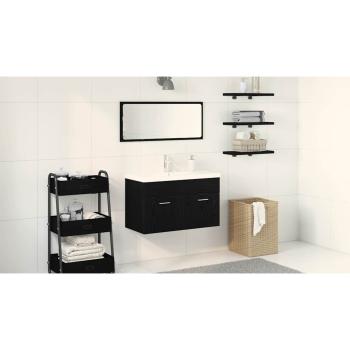 Waschbecken-Schränkchen mit integriertem Becken Schwarze Eiche Holzwerkstoff