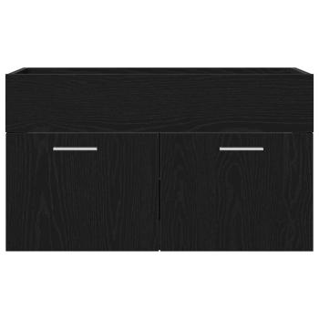 Badezimmerwaschtischschrank mit integriertem Waschbecken Schwarz Eiche Holzwerkstoff