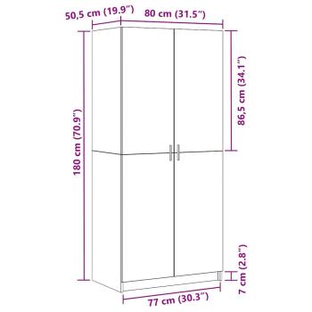 Kleiderschrank Schwarz Eiche 80x51x180 cm Werkstoff