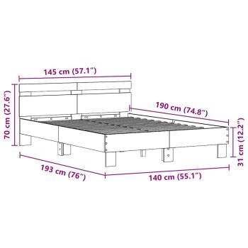 Holz Bettgestell Reclaimed Wood 140 x 190 cm Verstellbar