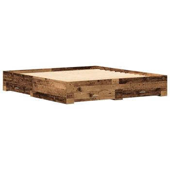 Bett mit Schubladen Altholz 180x200 cm Holzwerkstoff