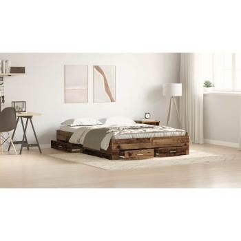 Bettgestell mit Schubladen Altholz Holzwerkstoff 160 x 200 cm