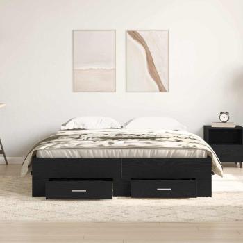 Bettgestell mit Schubladen Schwarze Eiche Engineered Wood