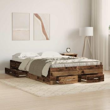 Bettrahmen mit Schubladen Altholz 120 x 200 cm Holzwerkstoff