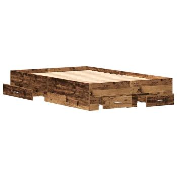 Bettrahmen mit Schubladen Altholz 120 x 200 cm Holzwerkstoff