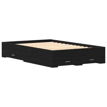 Bett mit Schubladen Schwarz Eiche 120x200 cm Holzwerkstoff