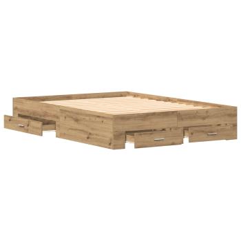 ARDEBO.de - Bettgestell mit Schubladen Eiche Holzwerkstoff 140 x 190 cm