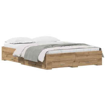 Bettgestell mit Schubladen Eiche Holzwerkstoff 140 x 190 cm