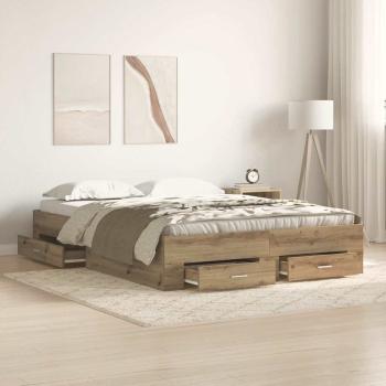 Bettgestell mit Schubladen Eiche Holzwerkstoff 140 x 190 cm