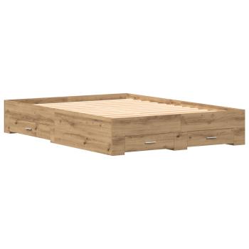 Bettgestell mit Schubladen Eiche Holzwerkstoff 140 x 190 cm