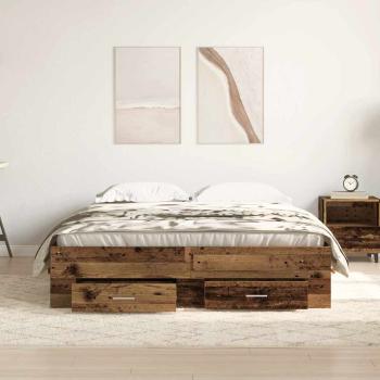 Bett mit Schubladen Altholz 135x190 cm Holzwerkstoff