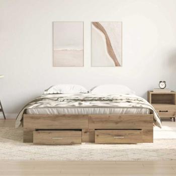 Bett mit Schubladen Artisan Eiche 135x190 cm Holzwerkstoff