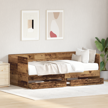 Tagesbett mit Kopfteil Altholz 100 x 200 cm Holzwerkstoff