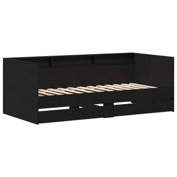 Schwarzes Bettsofa mit Schubladen Schwarze Eiche Holzwerkstoff