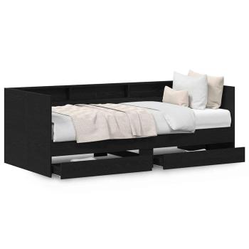 Schwarzes Bettsofa mit Schubladen Schwarze Eiche Holzwerkstoff