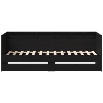 Schwarzes Bettsofa mit Schubladen Schwarze Eiche Holzwerkstoff