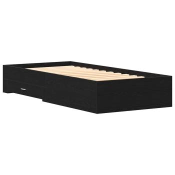 Bettgestell Schwarz Eiche 90x190 cm aus Holzwerkstoff