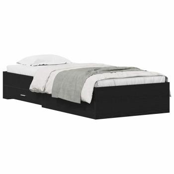 Bettgestell Schwarz Eiche 90x190 cm aus Holzwerkstoff