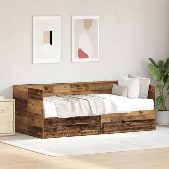 ARDEBO.de - Tagesbett mit Schubladen Altholz Holzwerkstoff 90 x 200 cm