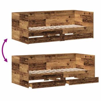 Tagesbett mit Schubladen Alte Holzoptik Holzwerkstoff 90 x 190 cm