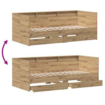 Tagbett mit Schubladen Artisan Eiche Holzwerkstoff 75 x 190 cm