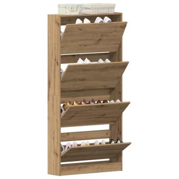 Schuhschrank Handwerkliche Eiche Holzwerkstoff 80 x 21 x 163.5 cm
