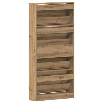 Schuhschrank Handwerkliche Eiche Holzwerkstoff 80 x 21 x 163.5 cm
