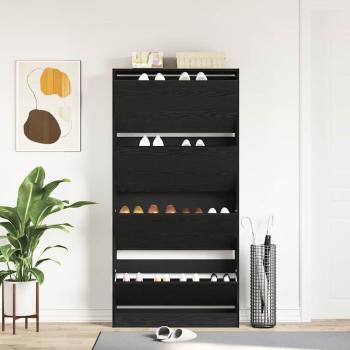 Schuhschrank Schwarzes Eichenholz Holzwerkstoff 80 x 21 x 163,5 cm