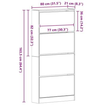 Schuhschrank Schwarzes Eichenholz Holzwerkstoff 80 x 21 x 163,5 cm