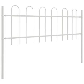 Gartenzaun mit Bogenoberteil Weiß 3,4x0,6 m Stahl