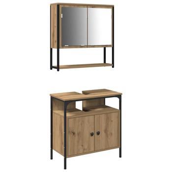 2-teiliger Badezimmermöbel-Set aus Artisan Eiche, engineered wood
