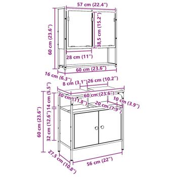 2-teiliger Badezimmermöbel-Set aus Artisan Eiche, engineered wood