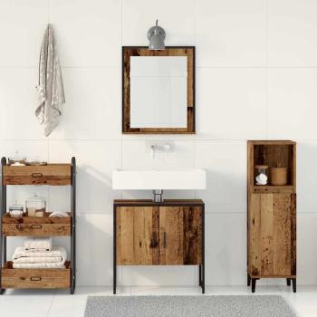 2-teiliger Badschrank-Set aus Altholz und Holzwerkstoff