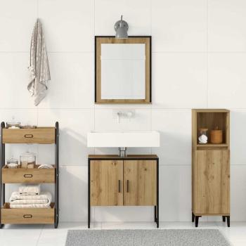 2-teiliges Badezimmer-Schranksystem aus Artisan Eichen-Engineered Wood
