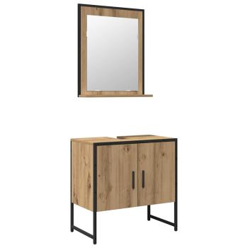 2-teiliges Badezimmer-Schranksystem aus Artisan Eichen-Engineered Wood