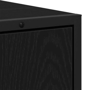 2-teiliges Badezimmer-Schränkchen-Set aus schwarzem Eichenholzwerkstoff