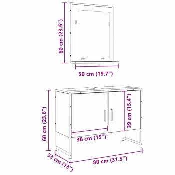 2-teiliges Badezimmermöbelset Alte Holzwerkstoff