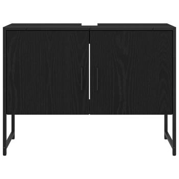 2-teiliges Badezimmermöbel-Set Schwarz Eichenholz Werkstoff