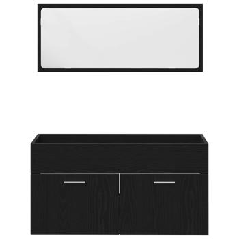 4-teiliges Badezimmermöbel Set Schwarze Eiche Ingenieurholz